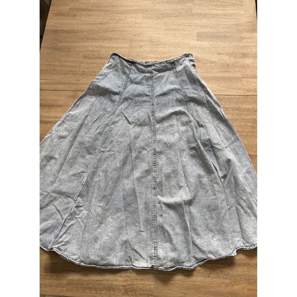 VTG Maxi Denim Skirt Acid Wash Cotton Boho Festival Hippie Grunge Small Medium